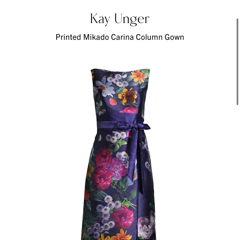 Kay Unger  printed Mikado Carina Column Gown